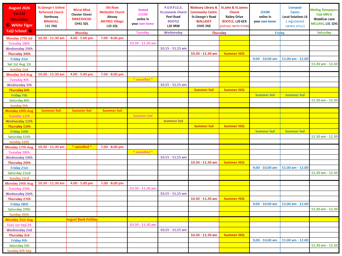 WTTS Timetable 2026-August
